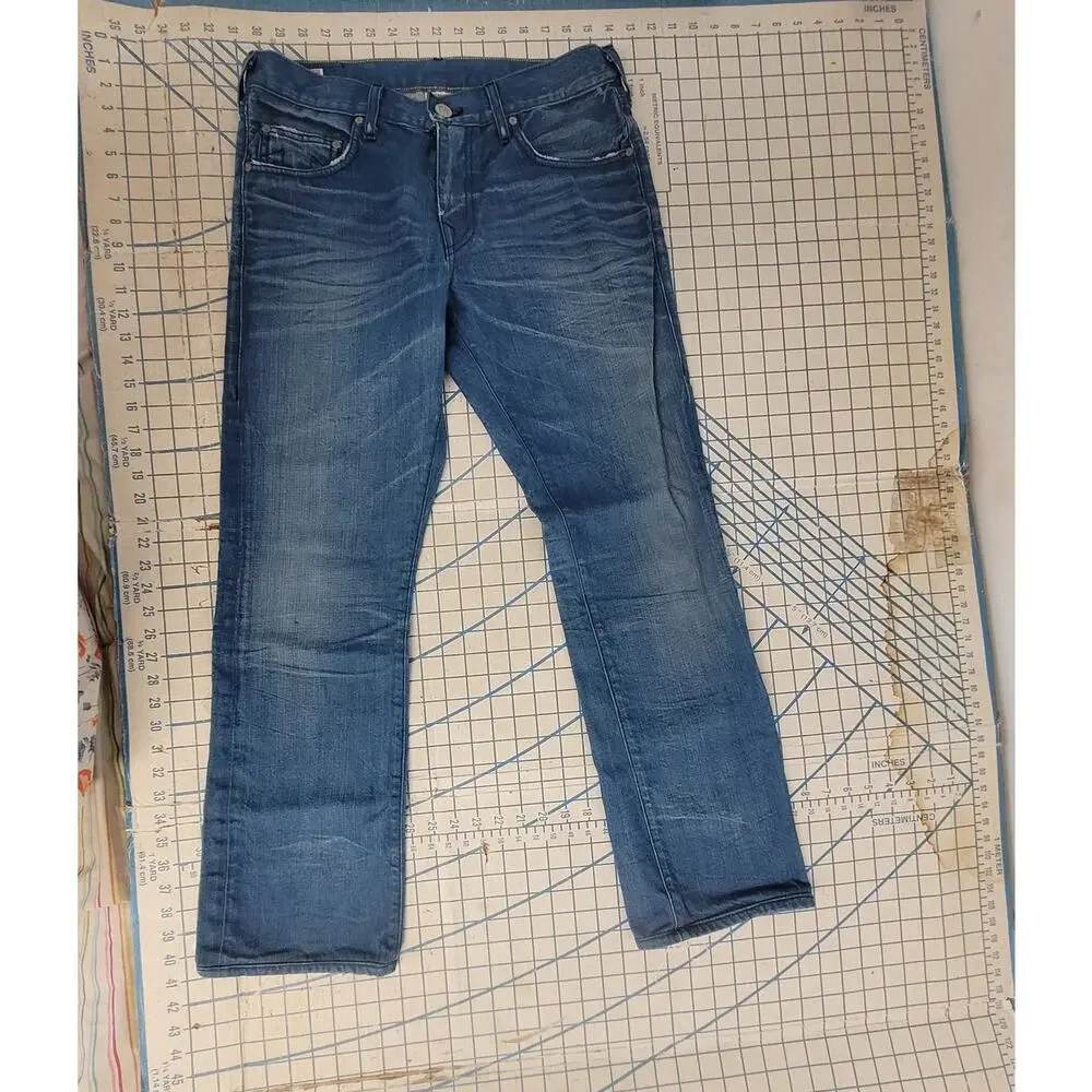 True Religion Light Blue‎ Denim Bobby Distressed Mens Straight Leg Jeans size 31
